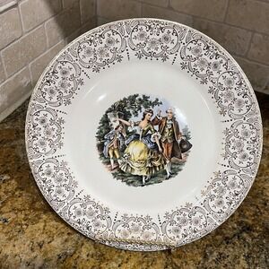 Sebring Pottery Co Dinner Plate Chantilly 24k Gold 10 Inch Colonial French Theme